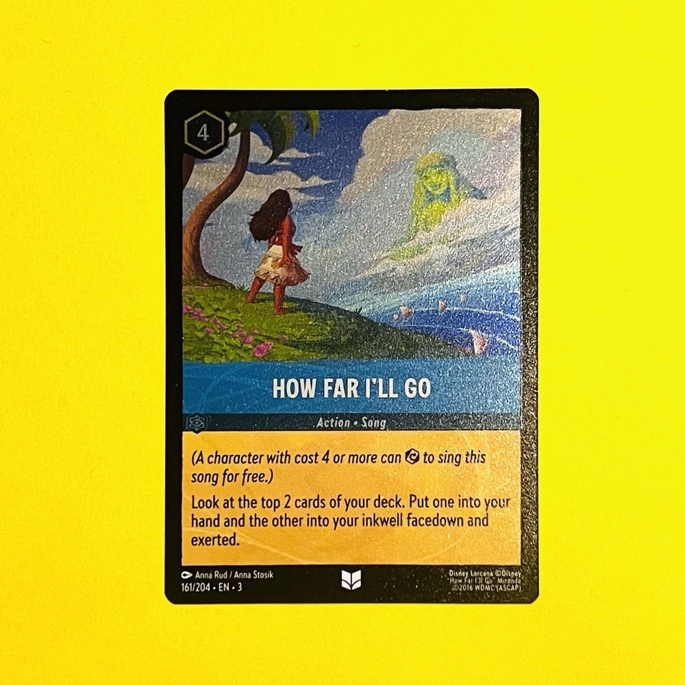 Disney Lorcana How Far I'll Go #161/204 Cold Foil Action Song Card Moana